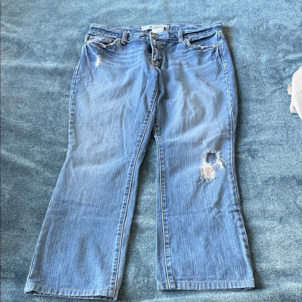 GAP Women's Flare Distressed Blue Jeans